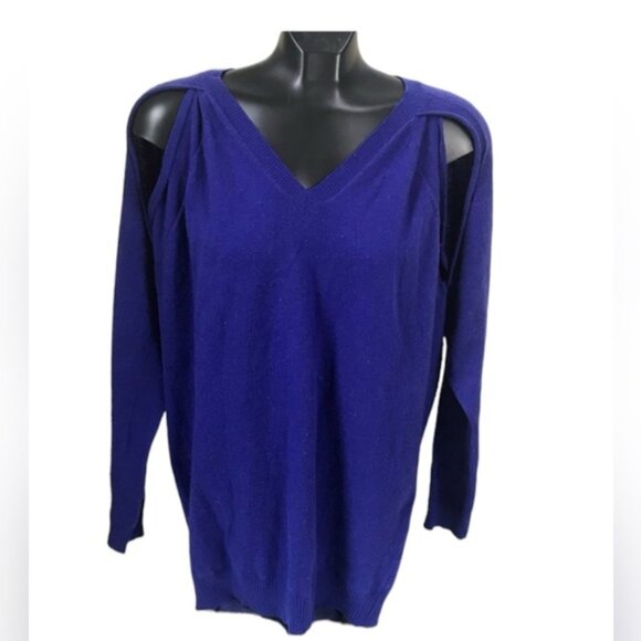 John +Jenn NEW Crew Neck Open Shoulder CutOut Sweater Tunic Top Soft Knit Soft S - Picture 1 of 16